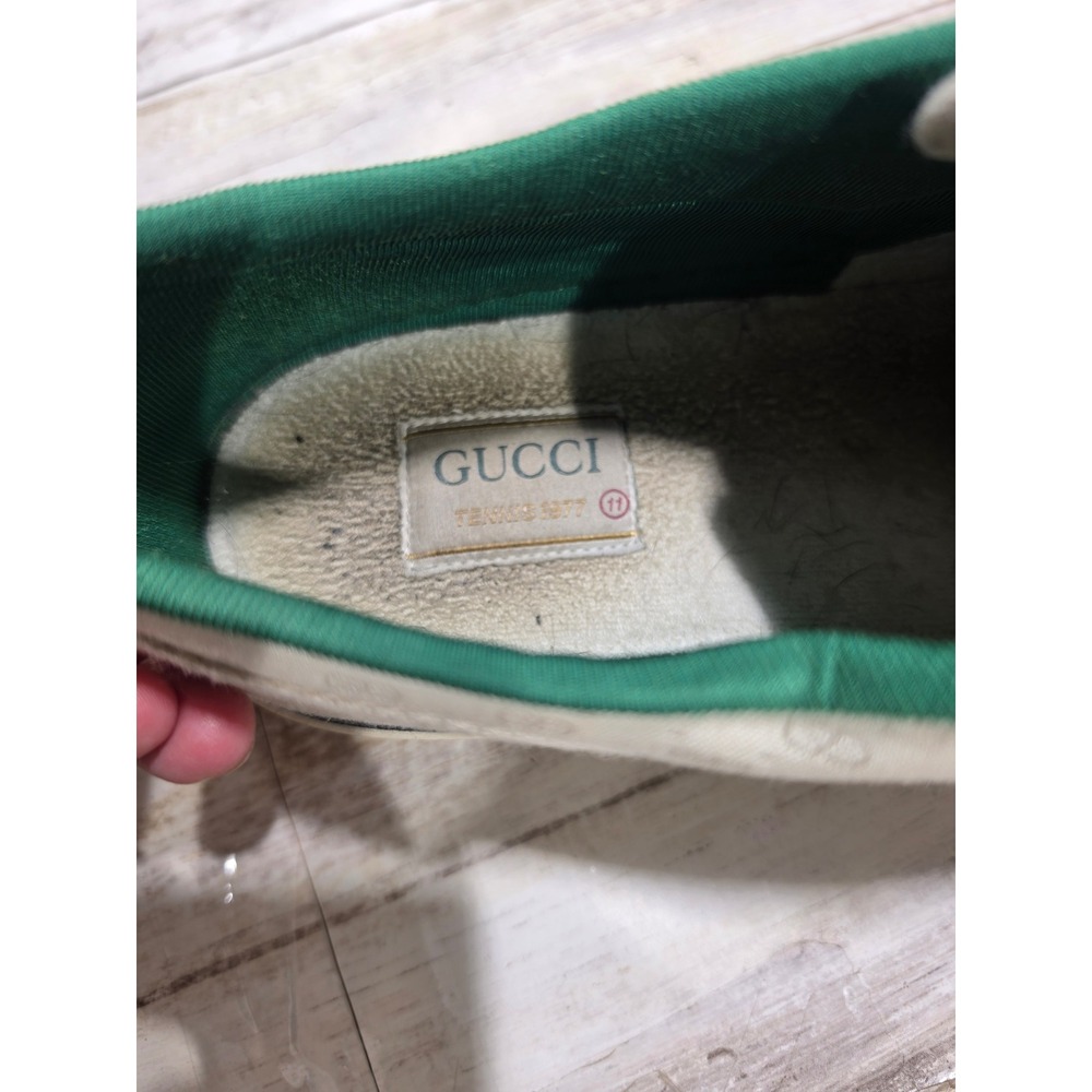 Gucci Tennis 1977 Low Top Sneakers Off White GG Mignon Canvas Web Stripe 11 READ - Picture 10 of 16